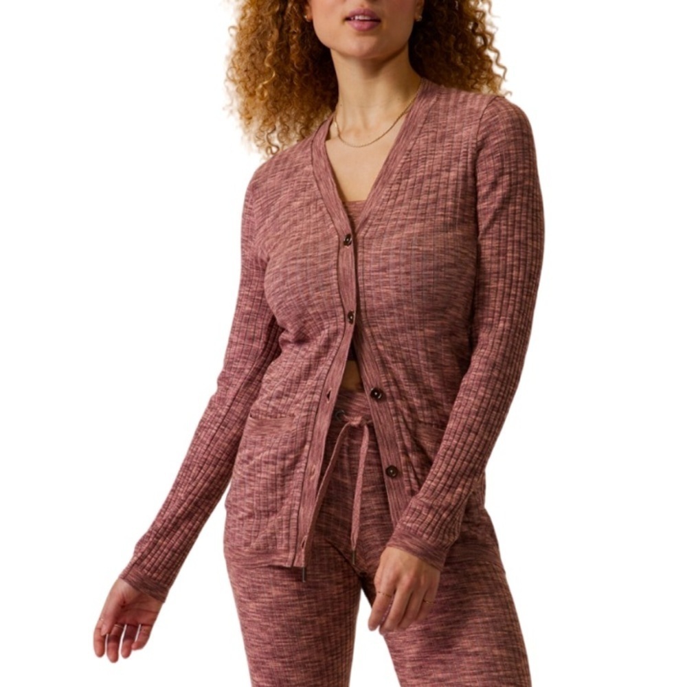 Athleta Revolve Seamless Cardigan Women’s Large Athleisure Lounge Ribbed